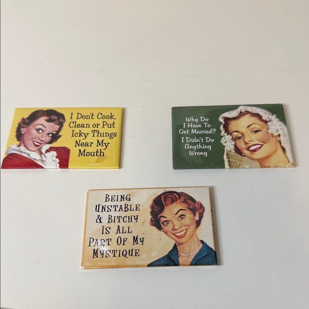 Source Unknown Retro Art Magnets - Yellow, Green, Cream